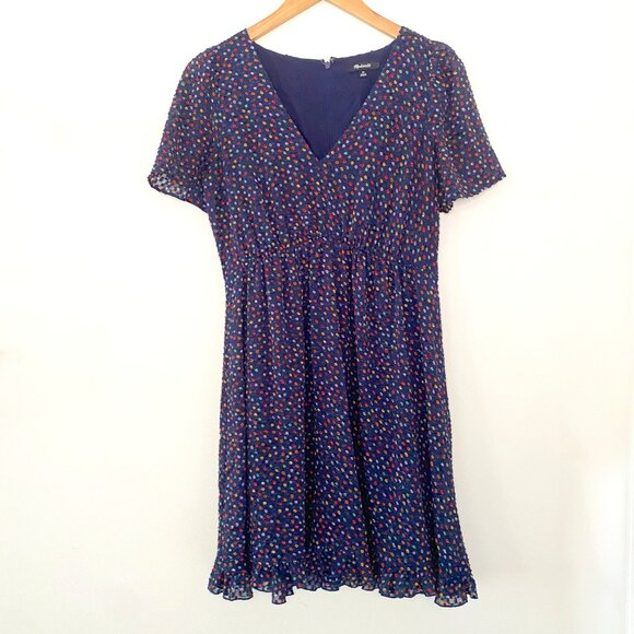 Madewell Flutter-Sleeve Ruffle-Hem Dress in Sugar Dot Size 00 - Picture 3 of 8